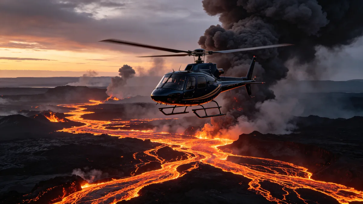Lava Volcano Landscape At Sunset